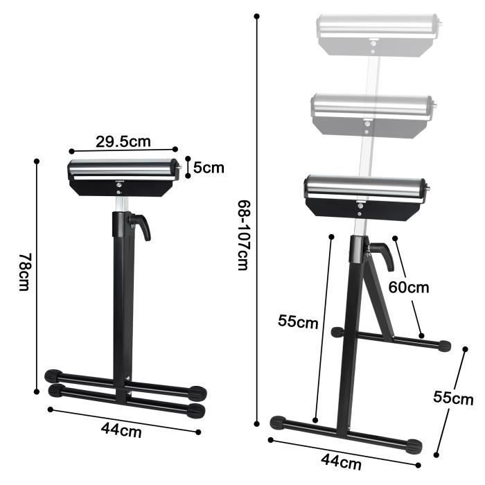 Carros de taller con ruedas XMTECH (2 unidades), pasillo rodante, soporte plegable, capacidad de 60 kg, altura ajustable.