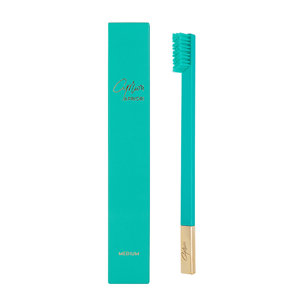 APRIORI zubní kartáček Turquoise Blue Gold střední velikosti