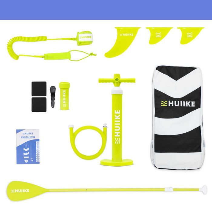 Adult Jet Black Inflatable Paddleboard with Quality Accessories - HUIIKE | Stand Up Paddleboard with Aluminum Paddle, Pump, Leash