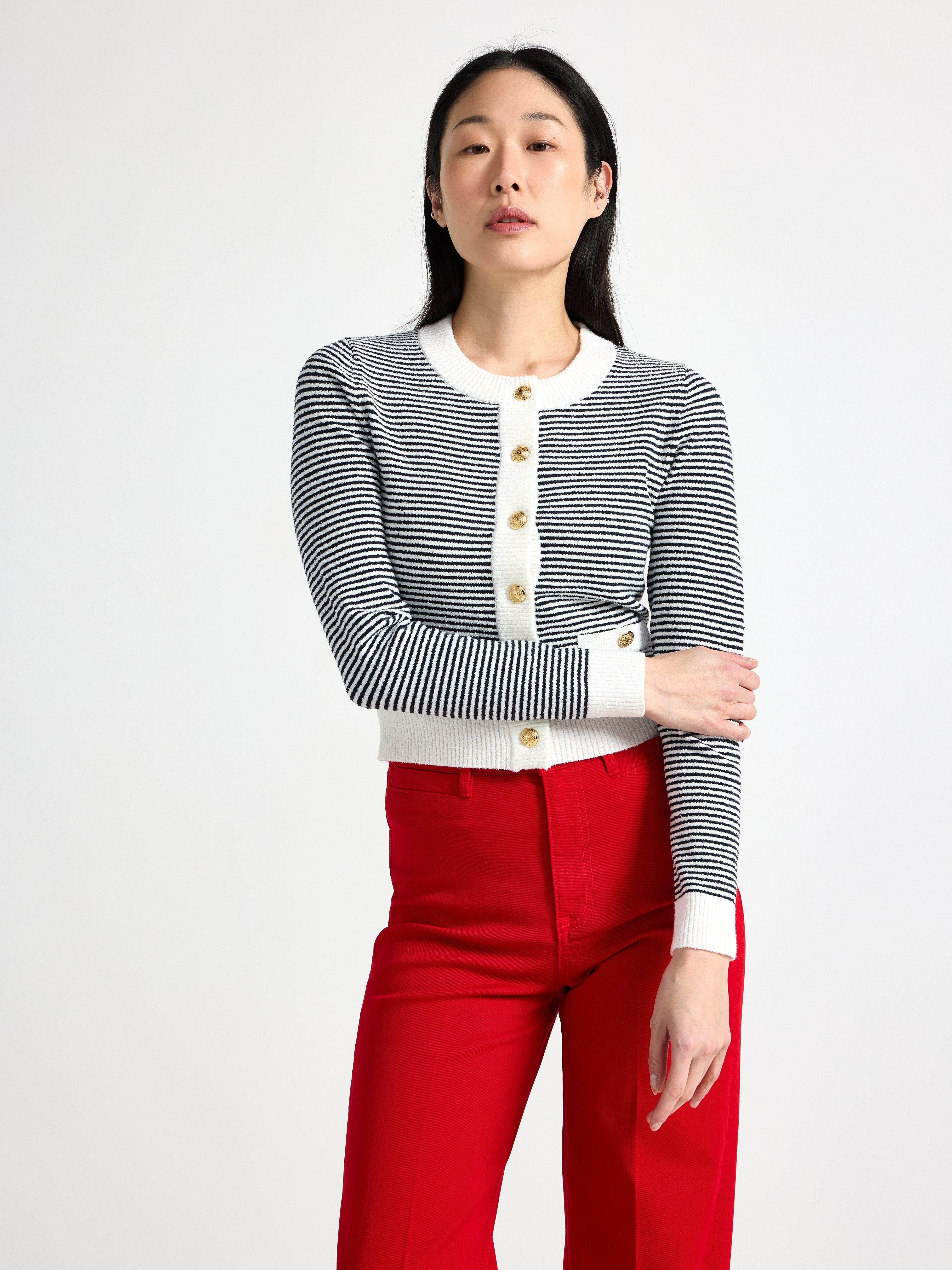 Finstickad vest donkerblauw