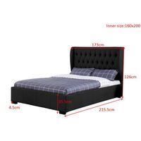 Cama Clarisse tapizada con almacenamiento en tela de lino negra (160 x 200 cm)