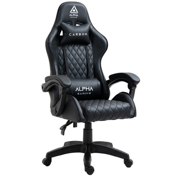 Fotel Gamingowy Biurowy Obrotowy Gracza Alpha Gaming Carbon Czarny