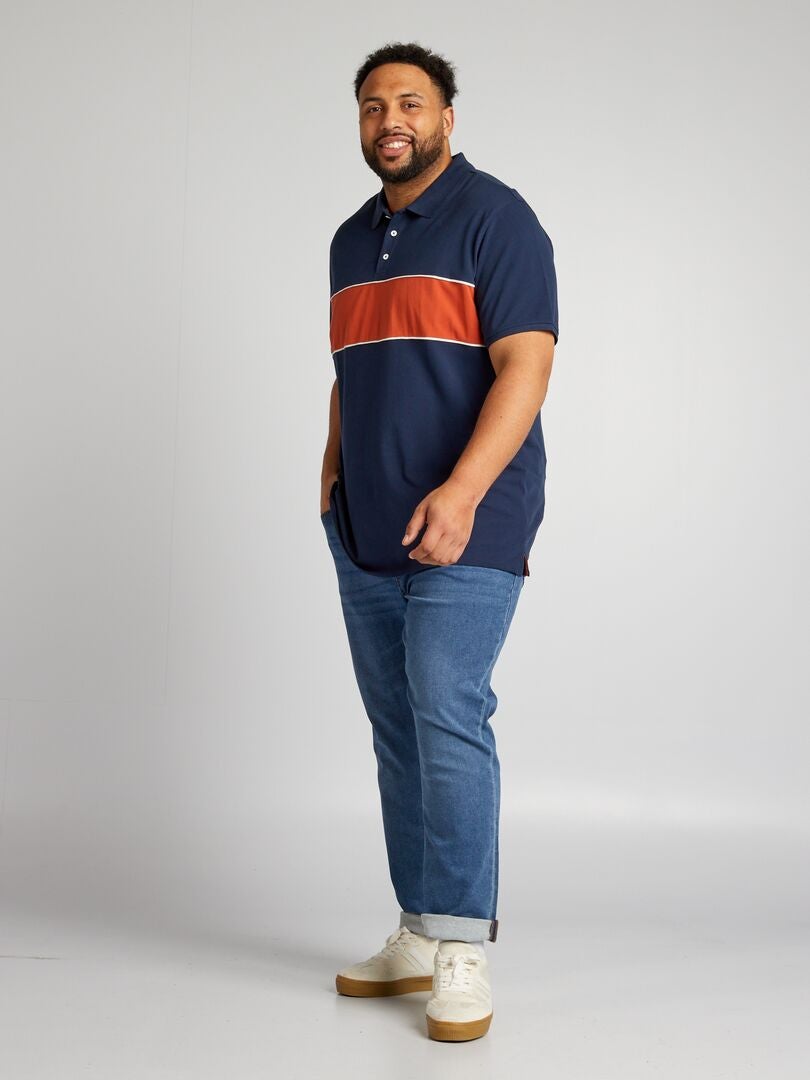 Polo shirt van katoen met rugbyprint - ORANJE