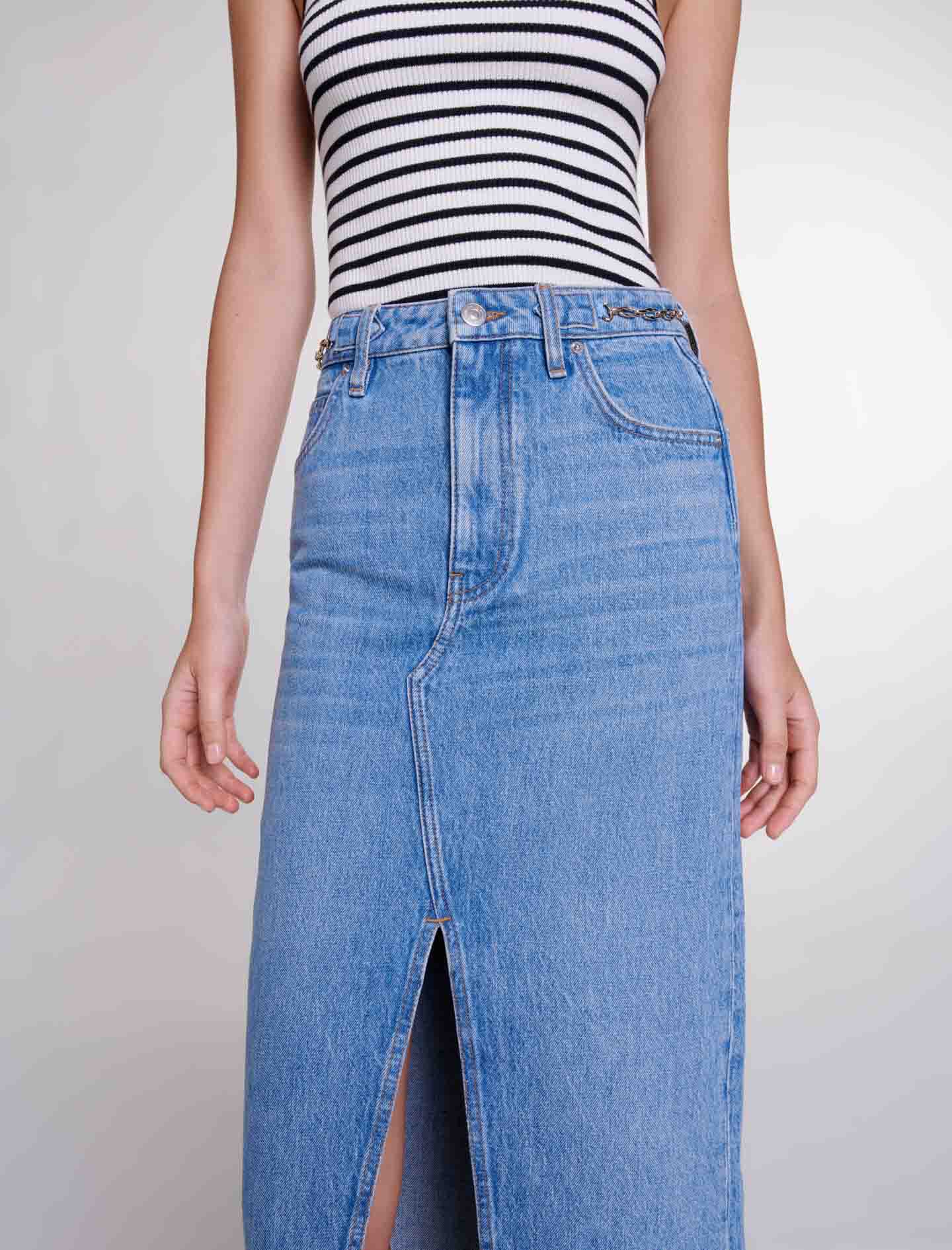 Fustă lungă din denim - Albastră