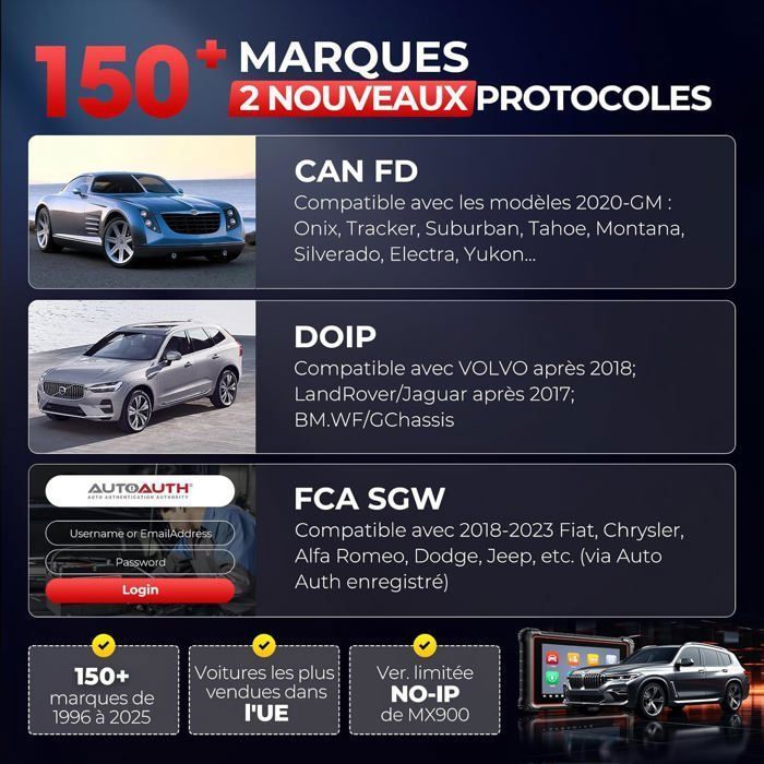 Herramienta de diagnóstico - AUTEL - MK900 (MX808S/MK808BT PRO) - Más de 40 funciones especiales - CAN-FD/DoIP - Android 11, 64 GB