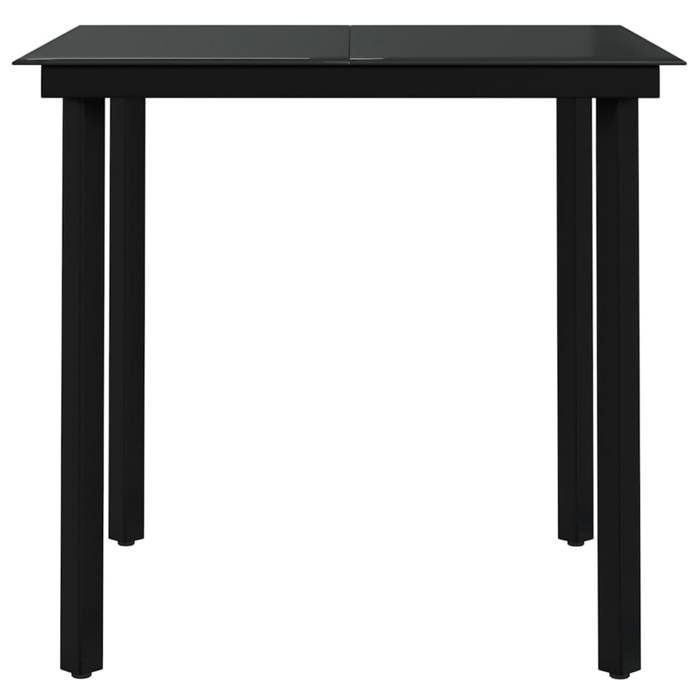 BURKE 5-Piece Garden Dining Set - Black - Wicker Resin - Powder-Coated Steel - Glass
