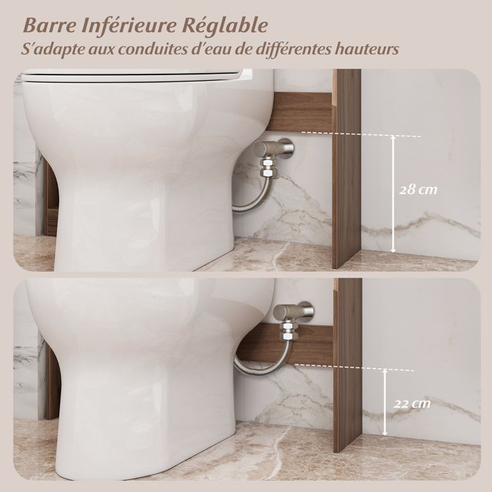 Mueble de baño sobre el inodoro COSTWAY con iluminación LED, 2 puertas y 6 compartimentos abiertos, portarrollos de papel higiénico, estante ajustable, blanco