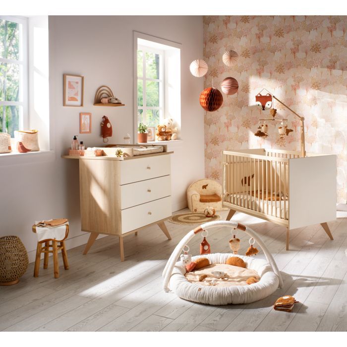 Chambre bébé complète Camille, Lit 120x60 et Commode à langer - CAMILLE