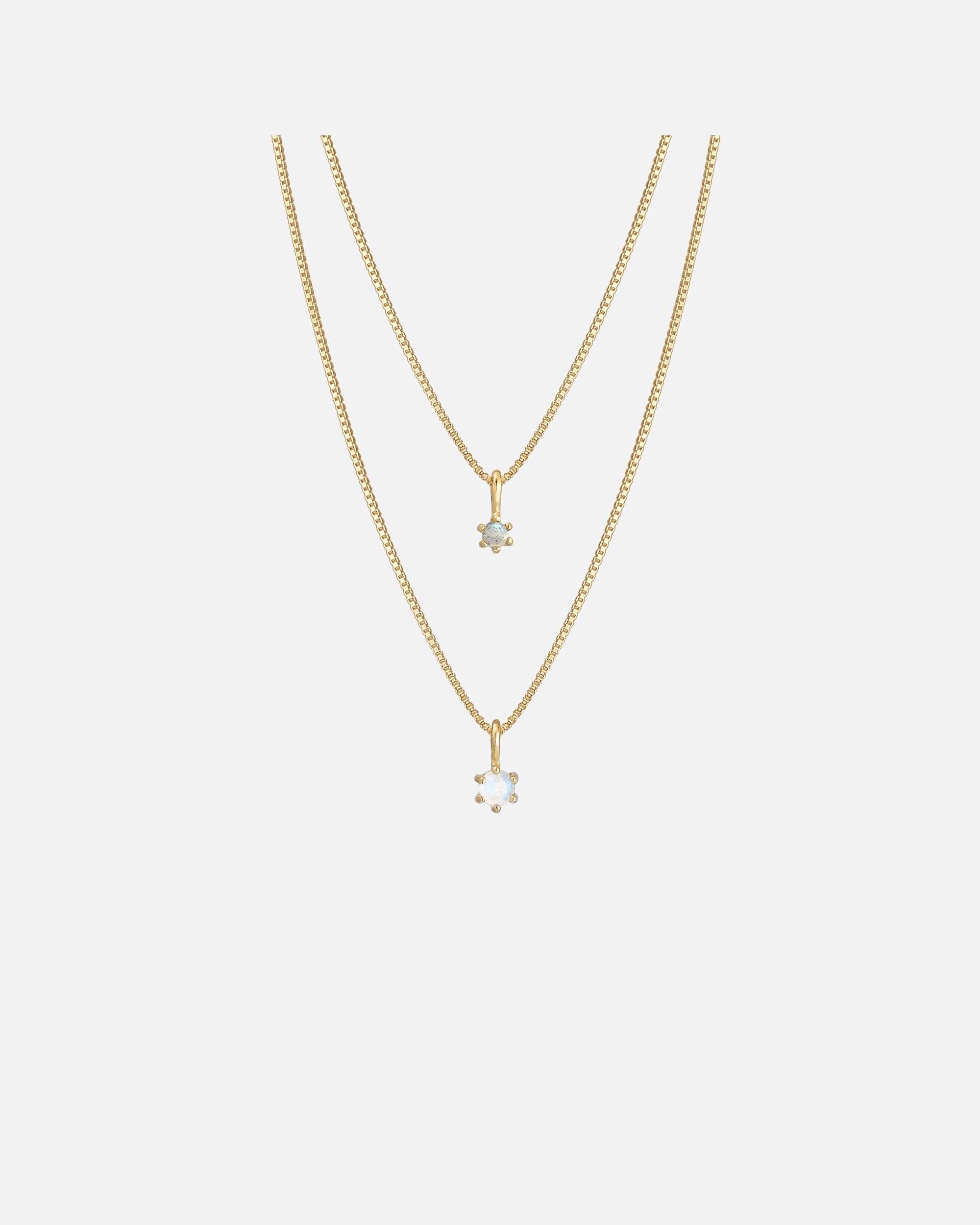 Elli PREMIUM Layer Look Élégant avec Pierre de Lune Collier Femme - (925/1000) Argent Plaqué Or