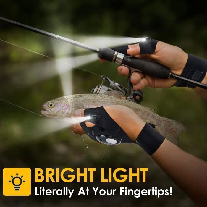 LED Gloves with Waterproof Lights - LED Flashlight Gloves, Light-Up Gloves for Adults, for Cycling, Fishing, Repairs