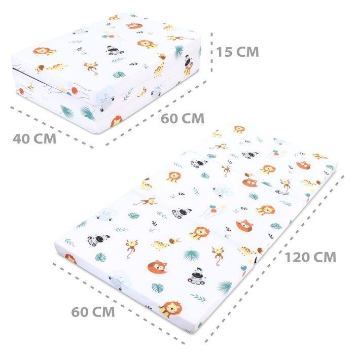 Faltbare Babymatratze 60 x 120 cm, ideal für Reisen, Gäste, als Zustellbett oder als Safari-Bodenmatratze