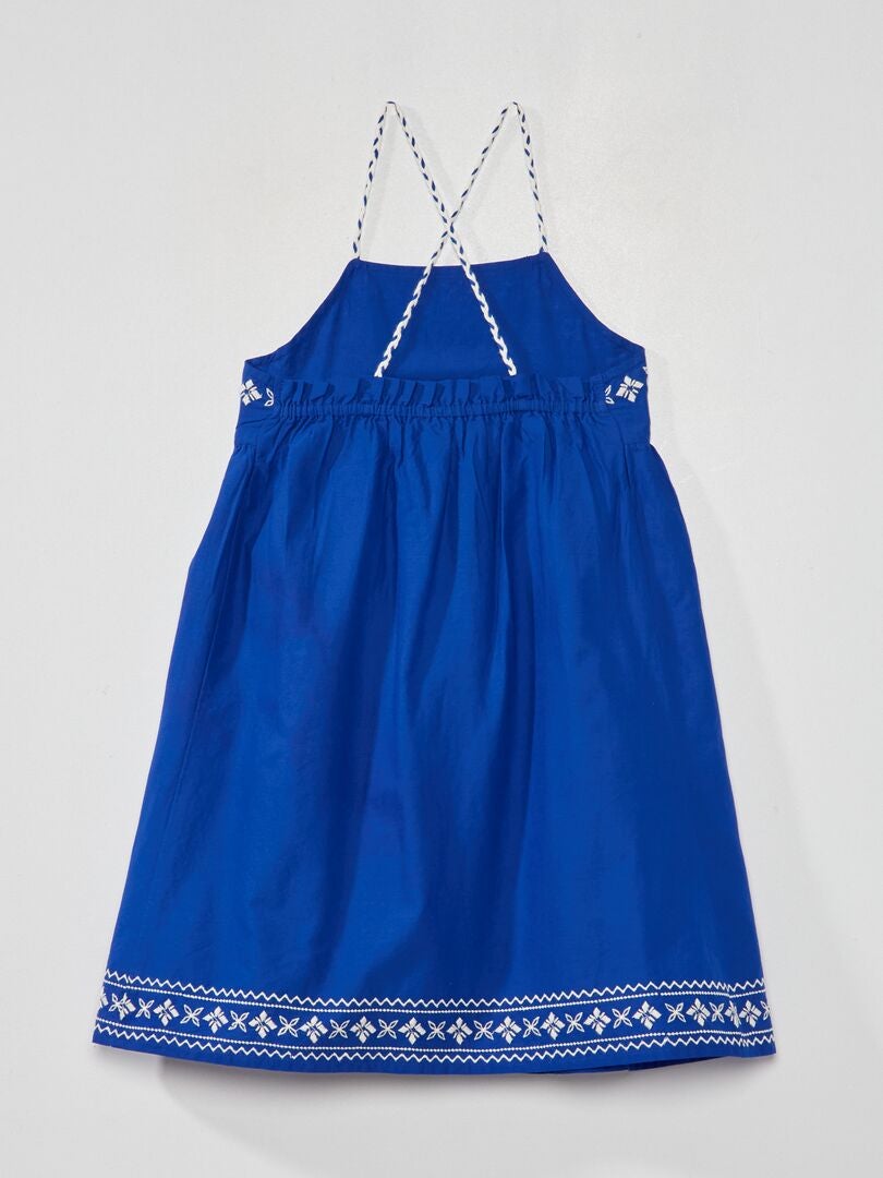 Jurk met wijde rok - blauw/wit