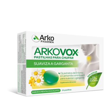 Arkovox gerklės pastilės su mėtomis ir eukaliptu, 24 pastilės