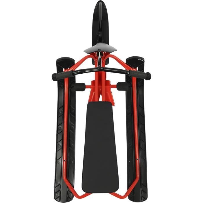 SKIBOB - VELO SKI - Vélo de ski pour enfants et adultes - avec pédale antidérapante - noir + rouge - jusqu'à 80 kg