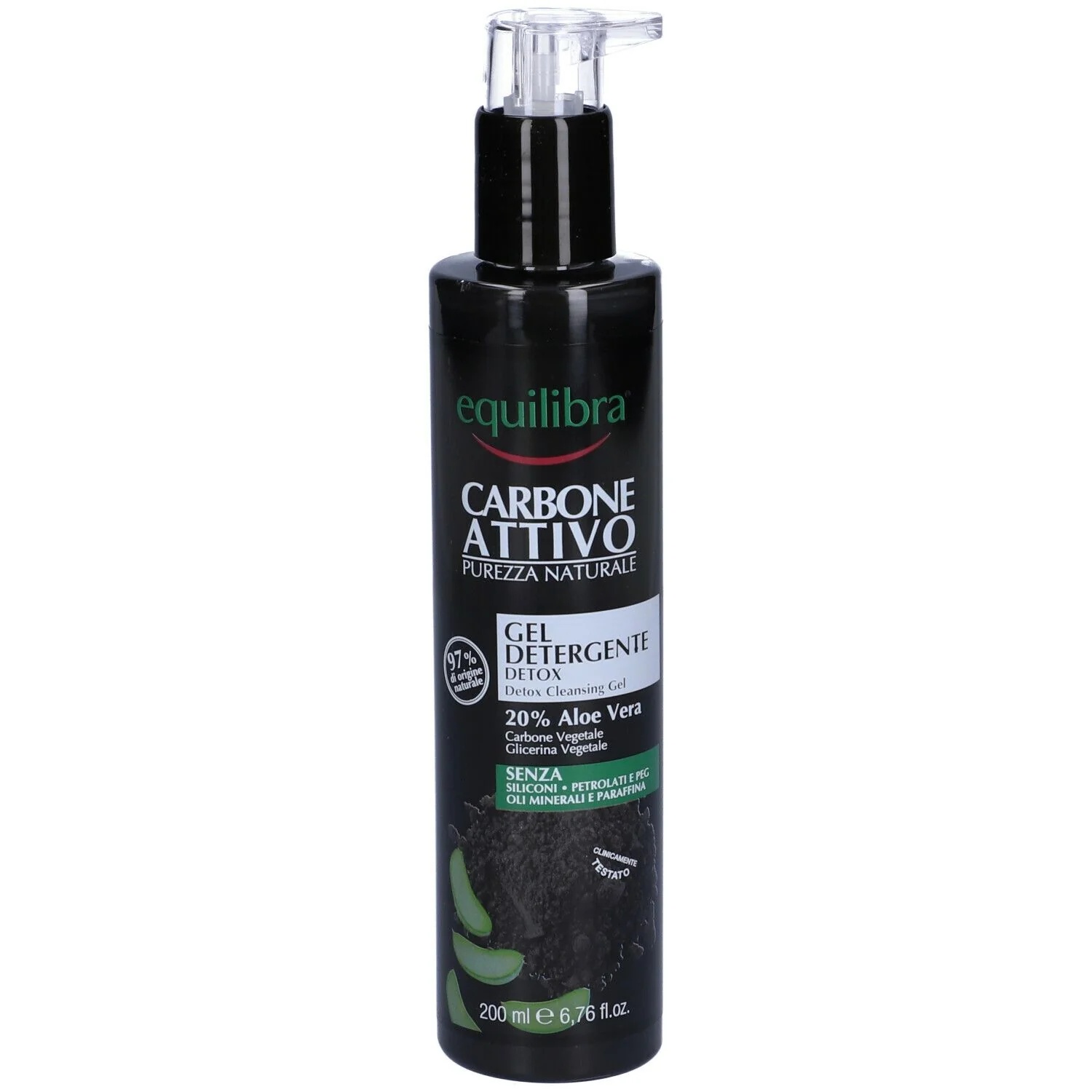 Equilibra Detoxificerende Reinigingsgel met Actieve Kool Natural Purity 200 ml Reinigt de onzuivere, gevoelige en delicate huid