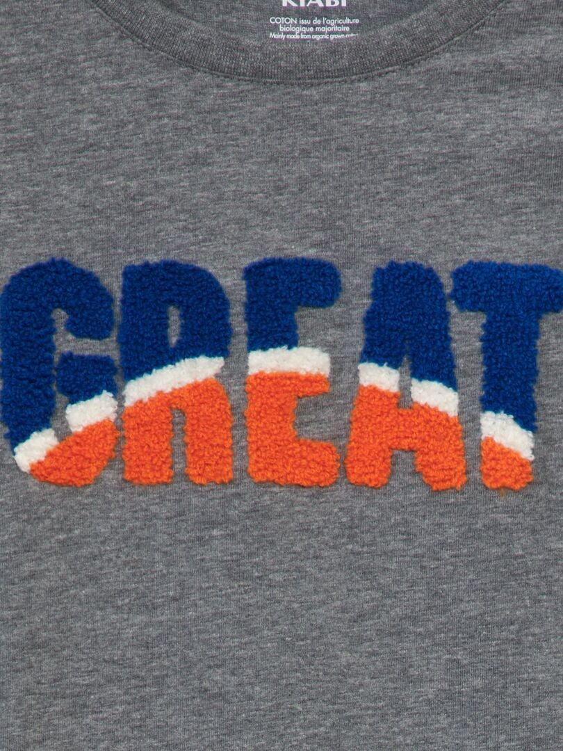Camiseta de manga comprida 'Great' - CINZA
