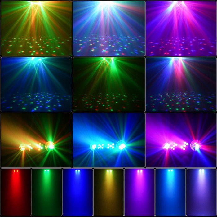 DJ Lighting Effects - JAJALUYA LED Light Stand with Multiple Effects - 2 Disco Balls and 14 LEDs (2 Pieces)