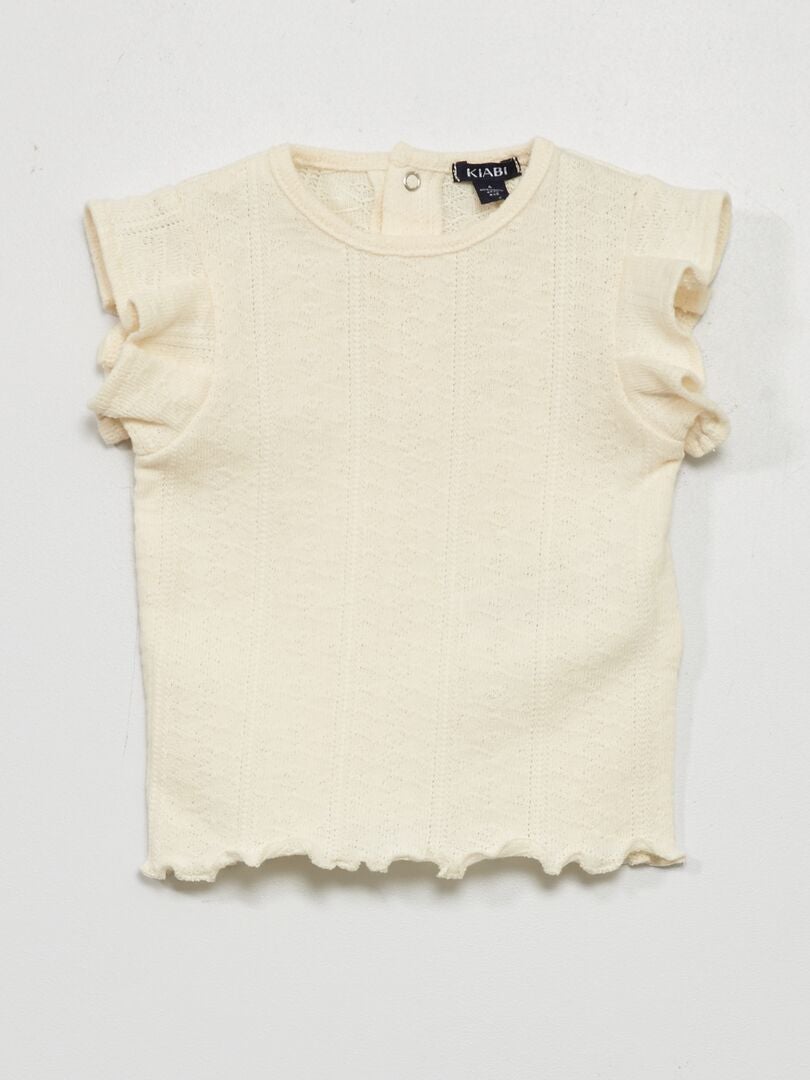 Conjunto de 3 peças em malha canelada - BRANCO