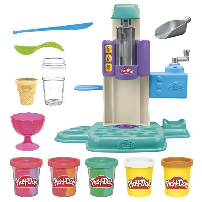 Play-Doh Mijn Regenboog IJsjes, boetseerklei, speelgoedijsmachine, 5 potjes van 56 g en accessoires, geschikt voor kinderen vanaf 3 jaar.