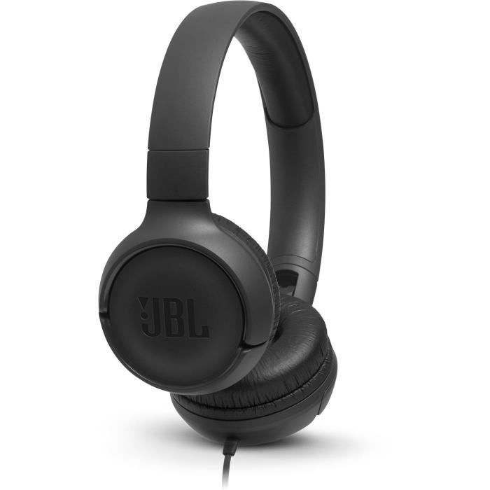 JBL Tune 500 Wired Headphones - Pure Bass Sound - Lightweight and Foldable Design - Black
