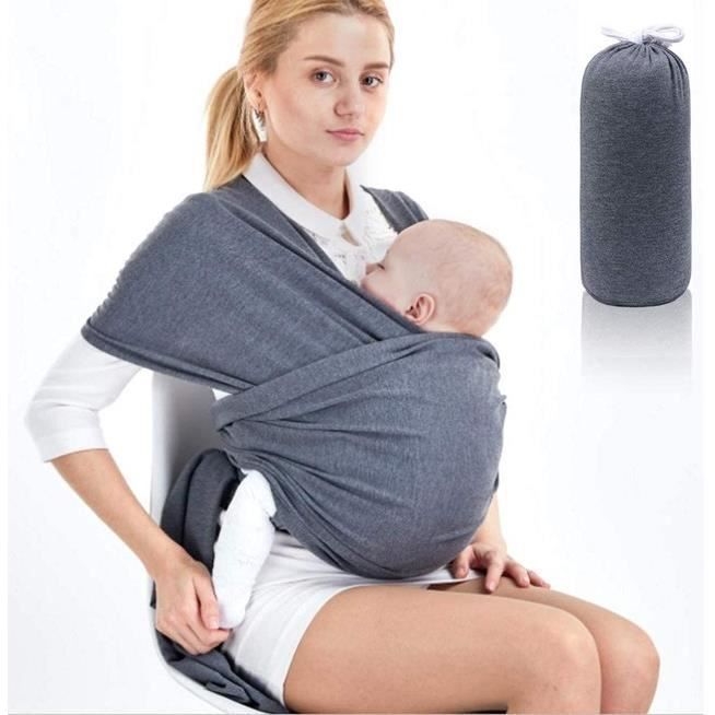 Multifunctional Baby Carrier Sling for Newborns and Babies, Elastic Cotton, Knot-Free, Up to 15kg - Dark Grey