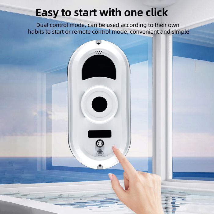 Robot nettoyeur de vitres, aspiration 5600PA, fonction pulvérisation d'eau, 3 modes, livré avec 10 chiffons de nettoyage,