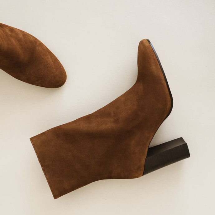 Bottines à talons  en velours marron