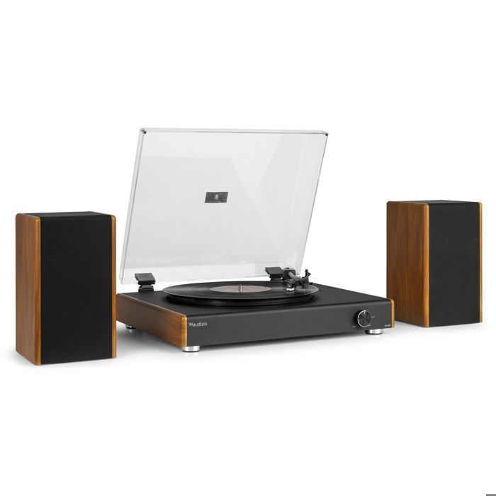 Audizio RP335 Bluetooth Turntable with 2x40W Speakers, Elegant Design, USB Playback, 3 Speeds, Recorder Function