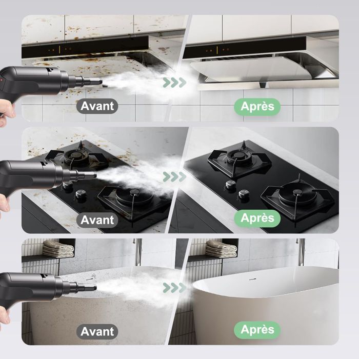 Nettoyeur Vapeur à Main Portable - Haute Pression - 2500W - Nettoyeur Vapeur 1500ml pour Cuisine/Salle de Bain/Maison/Auto/Tissus