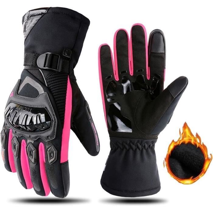 Guantes de moto impermeables y resistentes al viento para mujer - Guantes de moto para mujer - Guantes de moto compatibles con pantallas táctiles