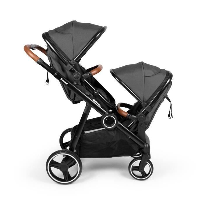 BANINNI Luiz - Poussette Double - De 0 à 36 mois - Jusqu'à 22Kg - Gris