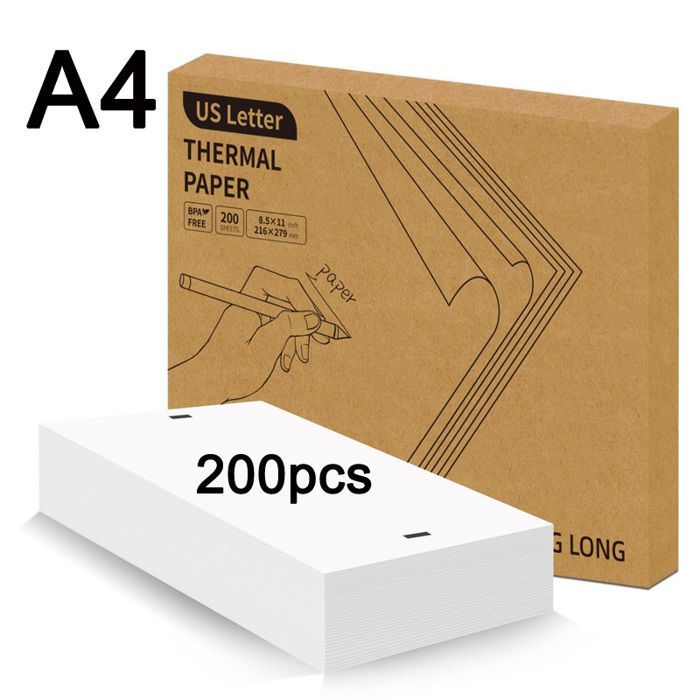 A4 Thermal Paper - 200 Sheets - 210x297mm - Compatible with thermal printers - BPA-free, Folding printing paper