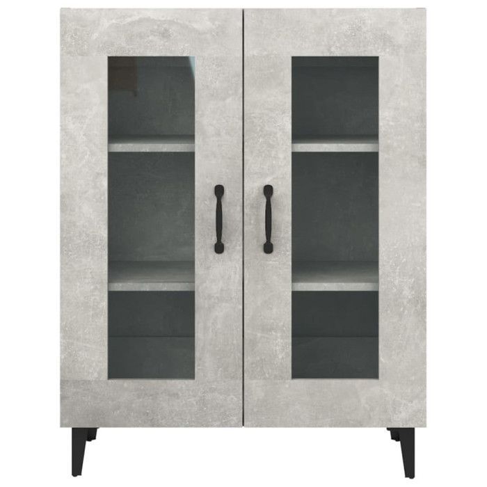 Buffet - Gris Béton - 69,5x34x90 cm - 2 Portes - Bois d'ingénierie - Style Classique