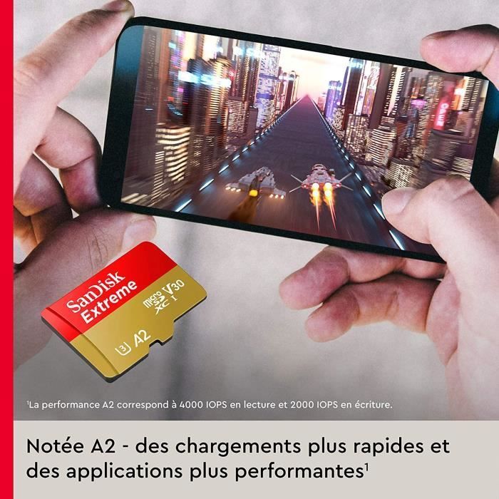 Adaptador de tarjeta de memoria microSDXC SanDisk Extreme de 128 GB con rendimiento de aplicación A2 de hasta 160 MB/s Clase 10 U3 V30 [7896]