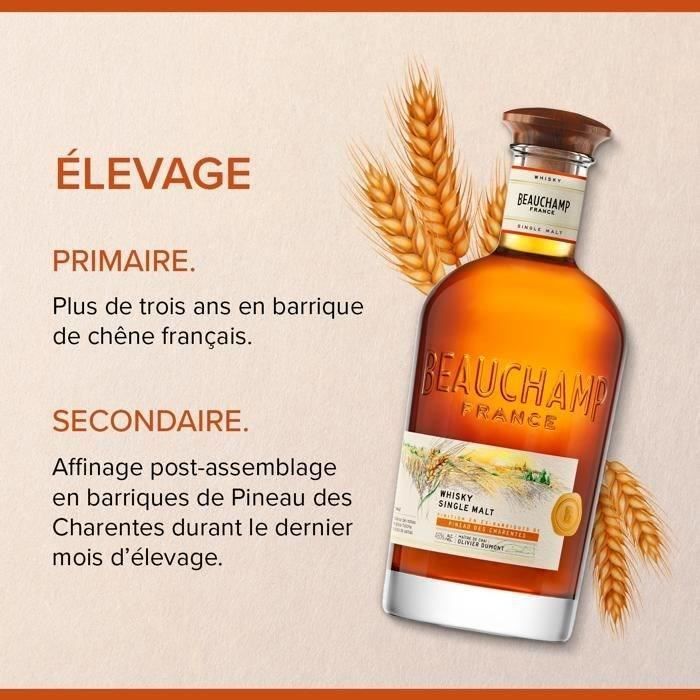 BEAUCHAMP - Whisky Single Malt - Whisky francés Beauchamp - Origen: 100% Francia - 46% de alcohol - Botella de 70 cl