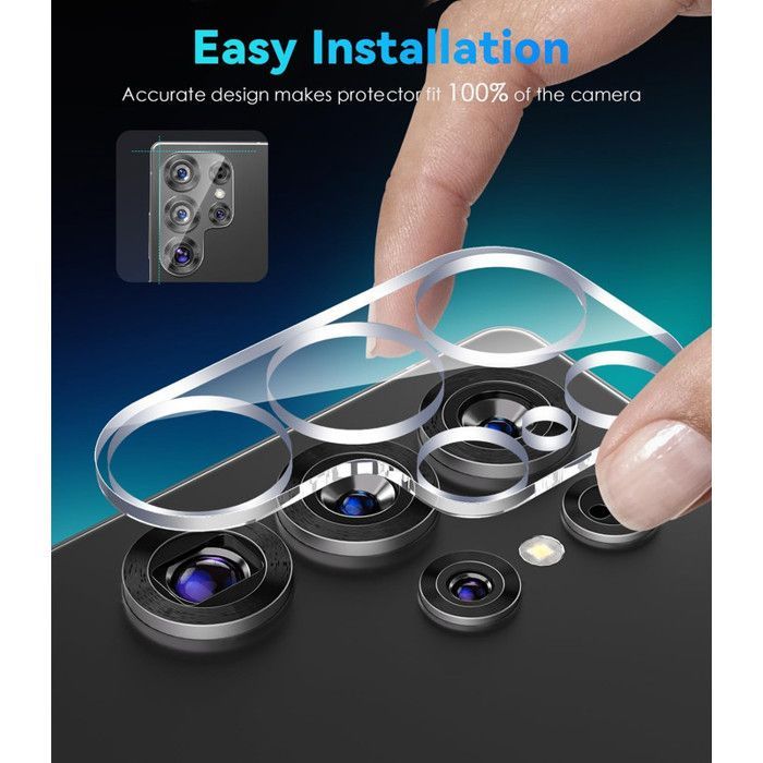 Pack of 3 Tempered Glass Screen Protectors for SAMSUNG GALAXY S25 ULTRA + 3 Tempered Glass Rear Camera Lens Protectors