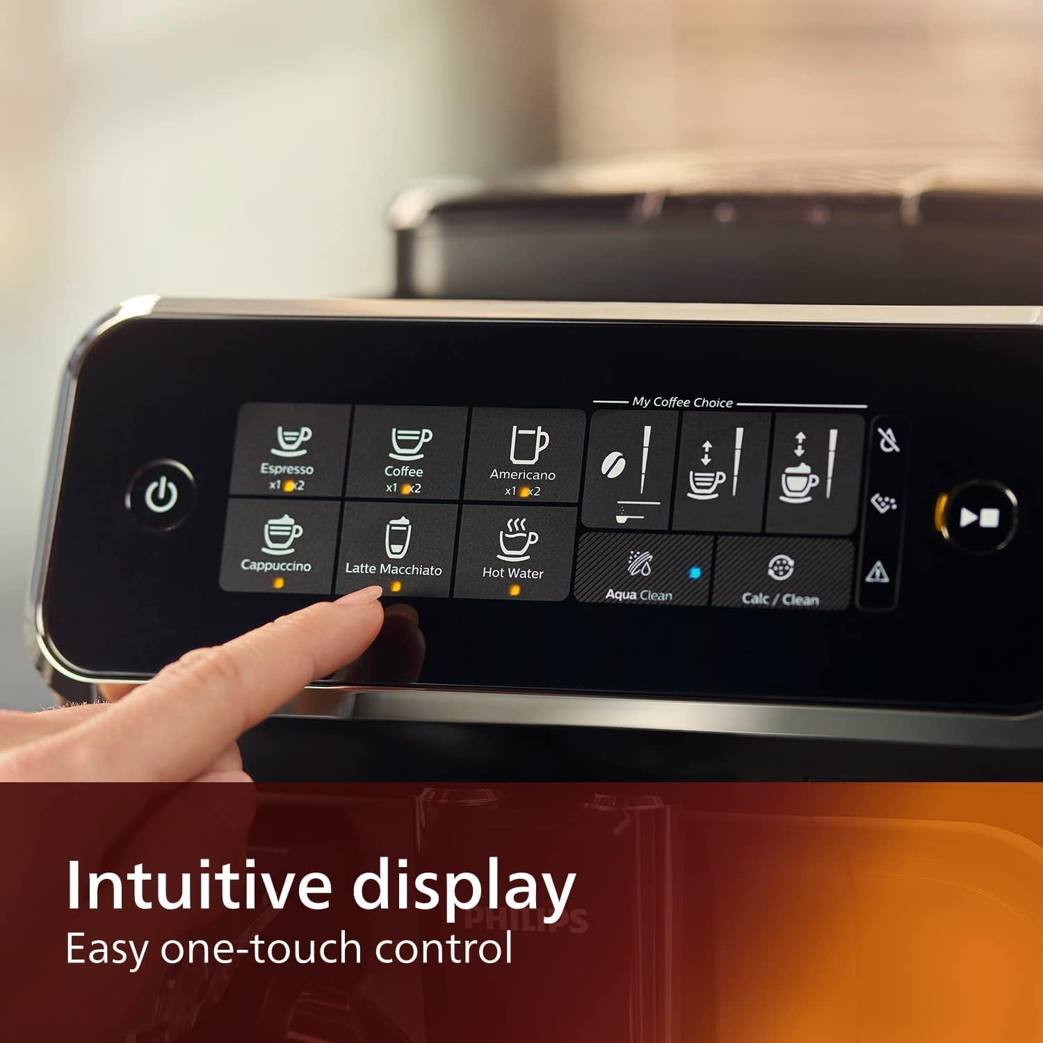 PHILIPS 3200 Serie Volautomatische Espressomachine - LatteGo Melkschuimer, 5 Koffiesoorten, Intuïtief Touchscreen, Zwart, (EP3241/54)