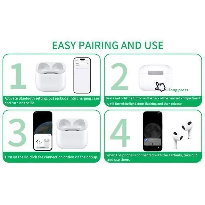 Boîtier de Charge sans Fil pour AirPods 3, boîtier de Charge de Rechange avec couplage Bluetooth (Casque Non Inclus)