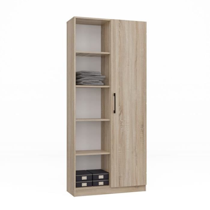 VILLME - Librería de diseño minimalista - 1 puerta + 10 estantes - 80x30x182 cm - Mueble de almacenamiento