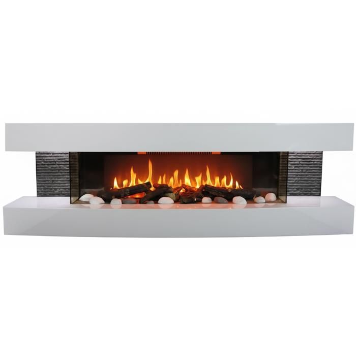 CHEMIN ARTE - Cheminée électrique Murale Lounge 3XL 150 cm Effet Flammes LED Chauffage programmable, Télécommande