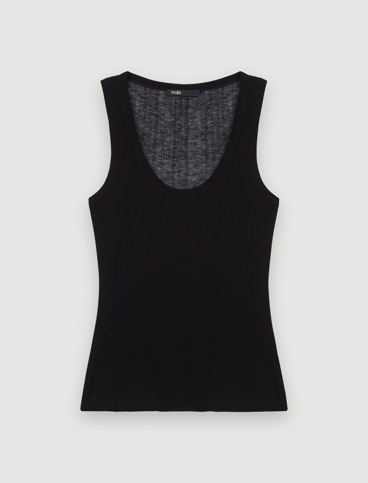 Gevoerde tanktop van fijn gebreid materiaal - Zwart