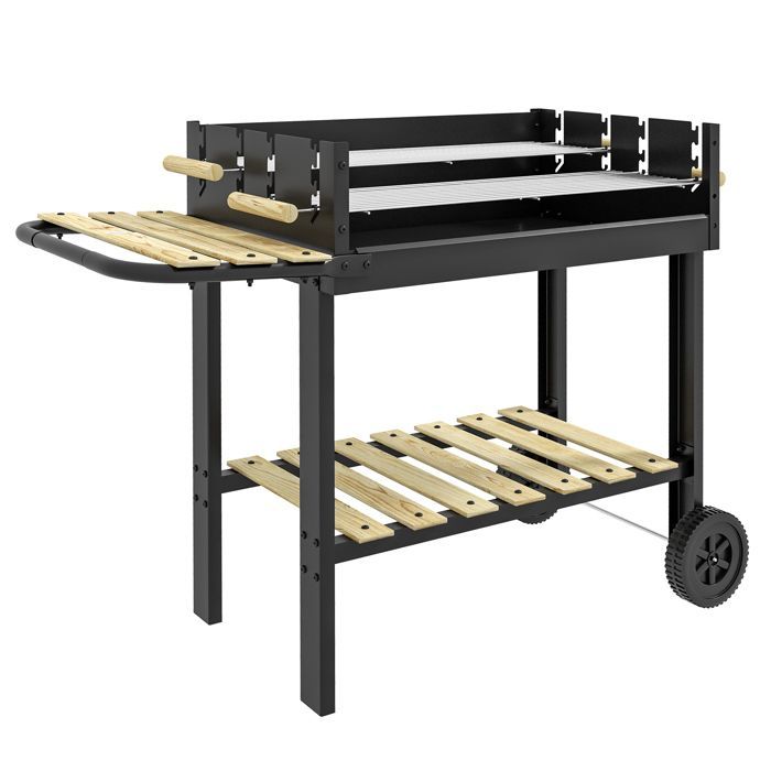 Outsunny - Barbacoa de carbón - Metal - 113x53,5x82,5cm - Negro