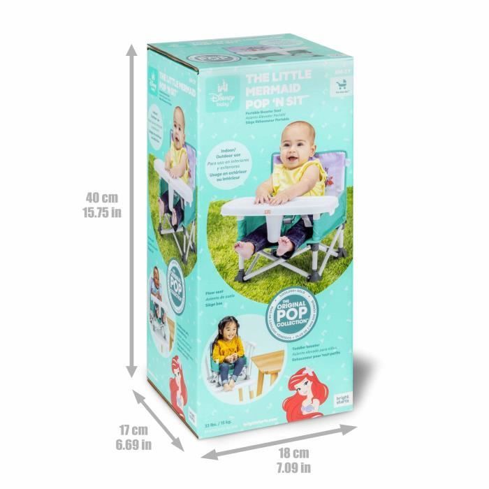 DISNEY BABY - LA SIRENETTA - Seggiolino auto pieghevole, portatile, leggero e facile da pulire, borsa per il trasporto inclusa.