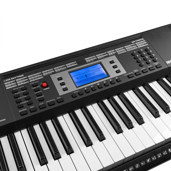 Max Rhapsody61 – 61-Tasten-Elektronik-Komplettset für Einsteiger – mit Bank, Ständer, Mikrofon und Kopfhörern