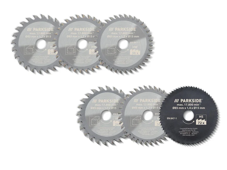 PARKSIDE® Lames de scie circulaire PHKSA 12, Ø 85 mm, 3 peças
