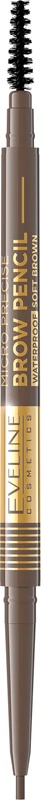 Eveline Cosmetics Micro Precise ūdensizturīgs uzacu zīmulis ar 2-in-1 otiņu