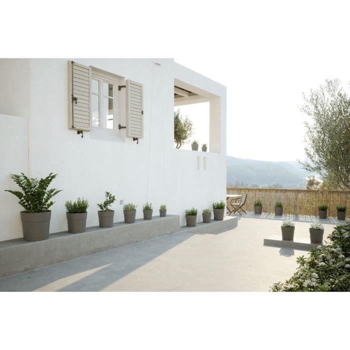 ARTEVASI CAPRI LARGE Vaso rotondo - Plastica - Serbatoio d'acqua - Diametro 30 cm - Grigio chiaro - L 29,5 x P 29,5 x H 28,2 cm