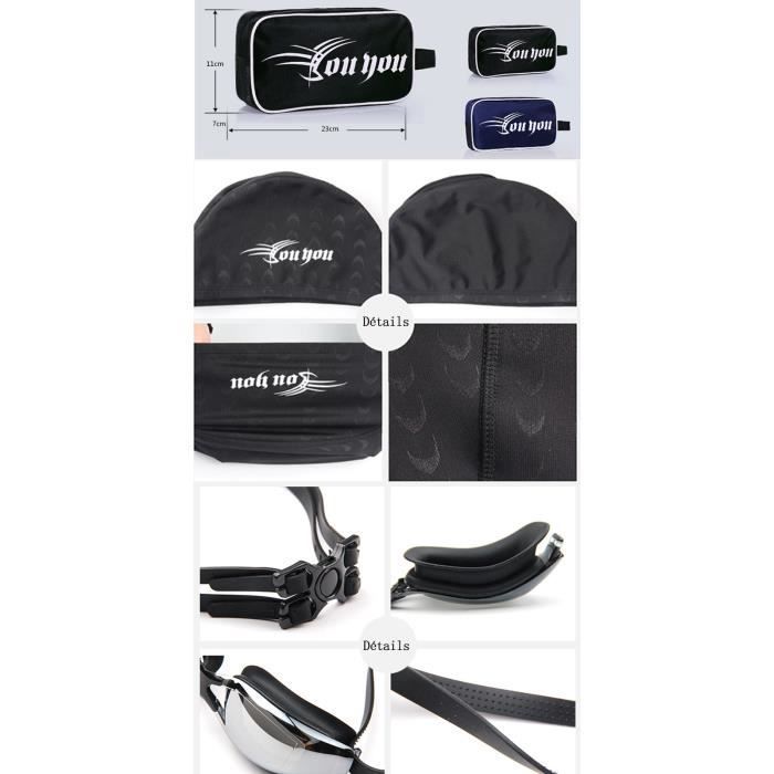 Traje de baño para hombre - Negro - Conjunto de 6 piezas - Bañador corto elástico para hombre con cordón ajustable
