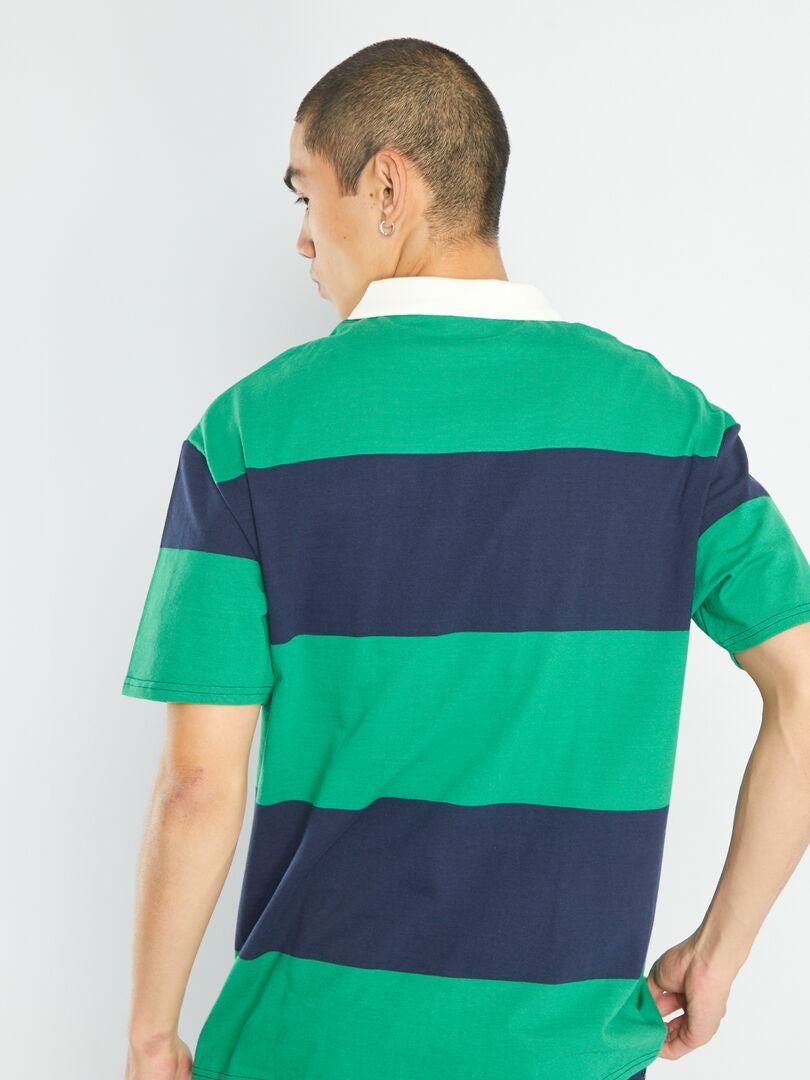 Koszulka polo w paski - NIEBIESKA