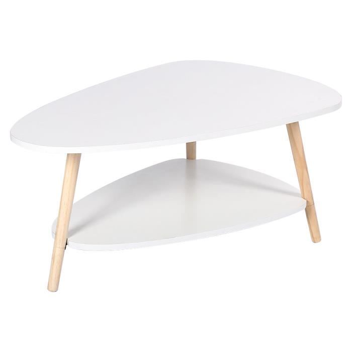 Table basse design contemporain - XJING - Blanc et noir - Rectangulaire - 90x60x40cm